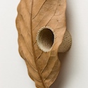Sculptures using leaves and crochet